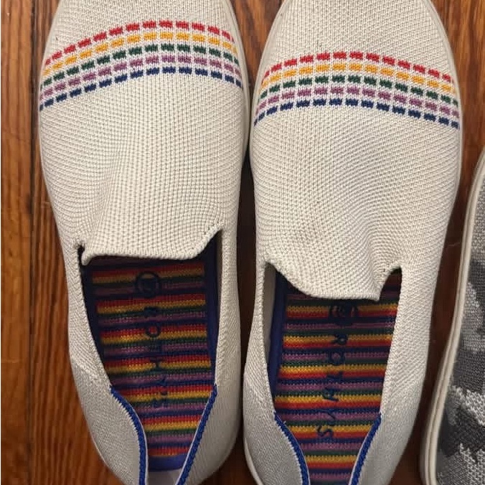 Rothy's Knit Slip-On Flats Rainbow Stripes (Kids Size 4 fits like a Women’s 5.5)